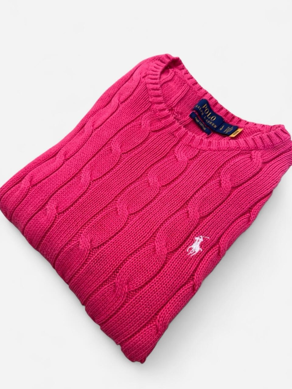 2023 Season Polo Ralph Lauren pink pima cotton cable knit sweater